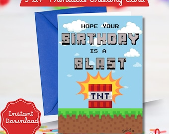 Pixel Mine Birthday Card: TNT Block Design (Digital Download)
