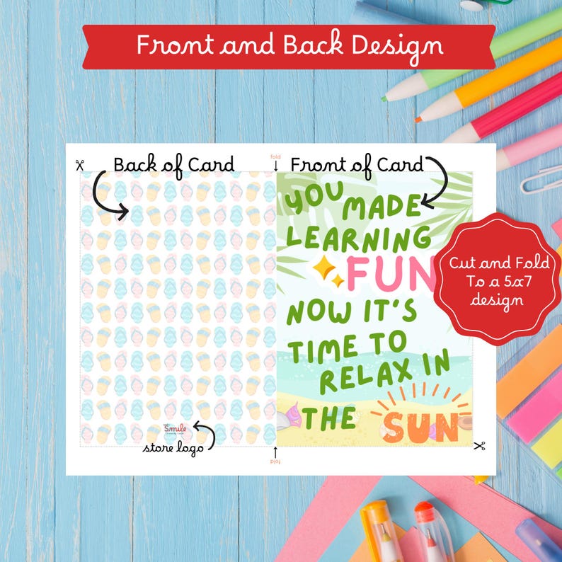 End of Year Teacher Thank You Card: Beach Theme (PDF) - Etsy