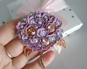 Lavender Bloom Beaded Pendant, Springtime Celebration Gift