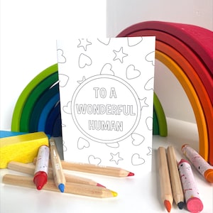 To A Wonderful Human Colouring Grußkarte - Interaktive Color Me In-Karte mit schönen Designs | Personalisierte Karte für jeden Anlass