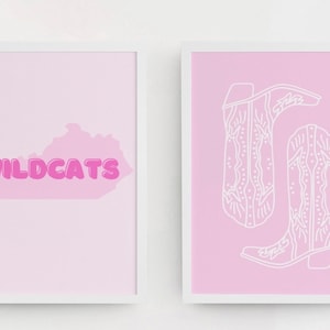 University of Kentucky pink dorm decor wall prints cowgirl aesthetic uky wall art