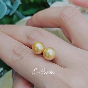 18K Solid Gold Golden South Sea Pearl Stud Earrings | Natural Glow | Luxury | SOSO PEARL