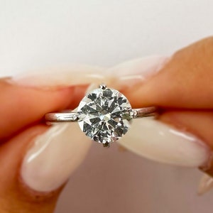 1.5 CT Round Lab Grown Diamond Wedding Ring, D/VS1 Lab Created Diamond Engagement Ring, IGI Certified Lab Grown Diamond Ring, 14K Gold Ring