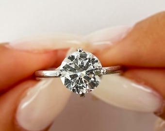 1.5 CT Round Lab Grown Diamond Wedding Ring, D/VS1 Lab Created Diamond Engagement Ring, IGI Certified Lab Grown Diamond Ring, 14K Gold Ring