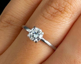 0.9 Ct Round Diamond Ring, Natural Diamond Ring, 14K Gold Diamond Ring, Diamond Engagement Ring, Diamond Stackable Ring,Diamond Promise Ring