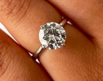 3 CT Round Lab Created Diamond Wedding Ring, D/VS1 Lab Grown Diamond Engagement Ring, IGI Certified Lab Grown Diamond Ring, 14K Gold Ring