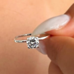 0.5 Ct Diamond Ring, Natural Diamond Ring, Diamond Wedding Ring, Diamond Promise Ring, 14K White Gold Ring,Ring Gift For Her,Minimalist ring