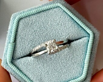 0.5 Ct / 1 Ct Lab Grown Diamond Ring, Unique Diamod Ring, Diamond Wedding Ring, Diamond Promise Ring, 14K White Gold Ring, Ring Gift For Her