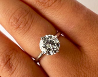 2.5 CT Round Lab Created Diamond Wedding Ring, D/VS1 Lab Grown Diamond Engagement Ring, IGI Certified Lab Grown Diamond Ring, 14K Gold Ring