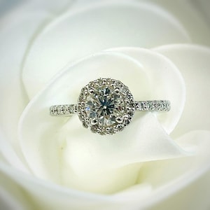 1 Ct Naturdiamantring, E / VS2, Unikatring, Diamant-Verlobungsring, 14K Golddiamantring, Diamant-Ehering