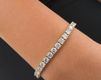 11 Ct Diamond Tennis Bracelet, 14K Gold Lab Grown Diamond Bracelet, Real Diamond Bracelet, Certified, Bracelet For Her, Womens Bracelet