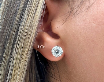 Pendiente de diamantes de 3 quilates, pendientes de diamantes, pendientes de diamantes cultivados en laboratorio de oro de 14 quilates, regalo para ella, pendientes de diamantes para la novia para el día de la boda