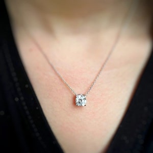14K Gold Lab Grown Diamond Pebdant Necklace, Diamond Solitaire Necklace, Bridesmaid Necklace,Real Diamond Pendant, Attached Diamond On Chain