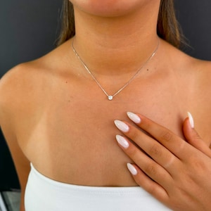 0.5 Ct Round Lab Created Diamond Necklace, 14K Gold Lab Grown Diamond Pendant Necklace, Diamond Solitaire Necklace,Attached Diamond On Chain