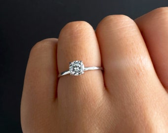 0.5 Ct / 1 Ct Lab Grown Diamond Ring, Unique Diamod Ring, Diamond Wedding Ring, Diamond Promise Ring, 14K White Gold Ring, Ring Gift For Her