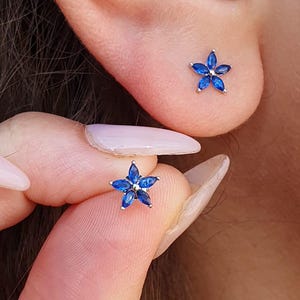 Blue Sapphire Earrings, Silver Sapphire Studs, Sapphire Marquise Earrings, Gift For Her/Women/Wife/Girlfriend/Fiancée/bridesmaid/Mother/Mom