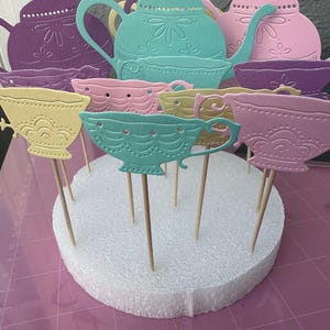 Adornos elegantes para cupcakes con temática de fiesta de té (juego de 12)