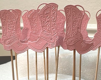 Cowgirl Boots Cupcake Toppers: Bachelorette Party Decor (12)