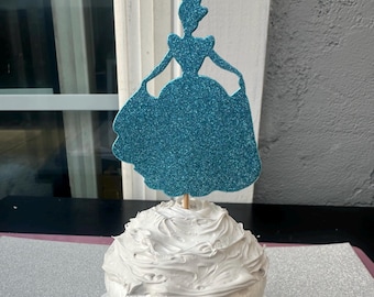 Decorazioni per cupcake di compleanno di Cenerentola: silhouette glitterata (12 pezzi)