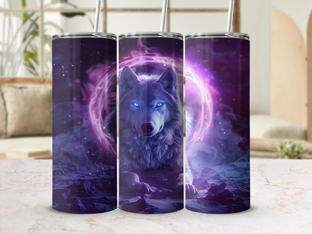 Wolf 20 Oz Skinny Tumbler Sublimation Design Straight and Tapered ...