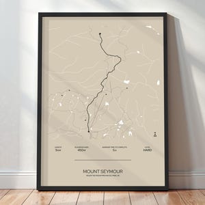 Mount Seymour Trail Map Print - Multiple Colours - BC Hiking Poster - Hiking Gift - Wall Art Decor