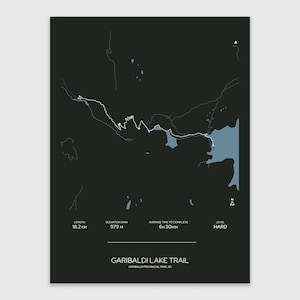 Garibaldi Lake Trail - Digital Vector Map - Charcoal
