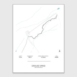 Grouse Grind Trail - Digital Vector Map - White