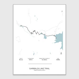 Garibaldi Lake Trail - Digital Vector Map - White