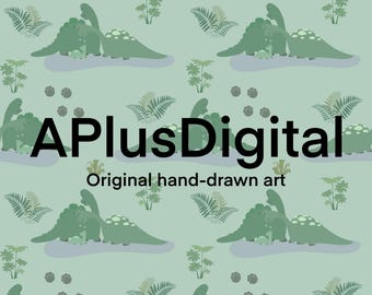 Dino family cartoon dinosaur baby seamless pattern jpg file