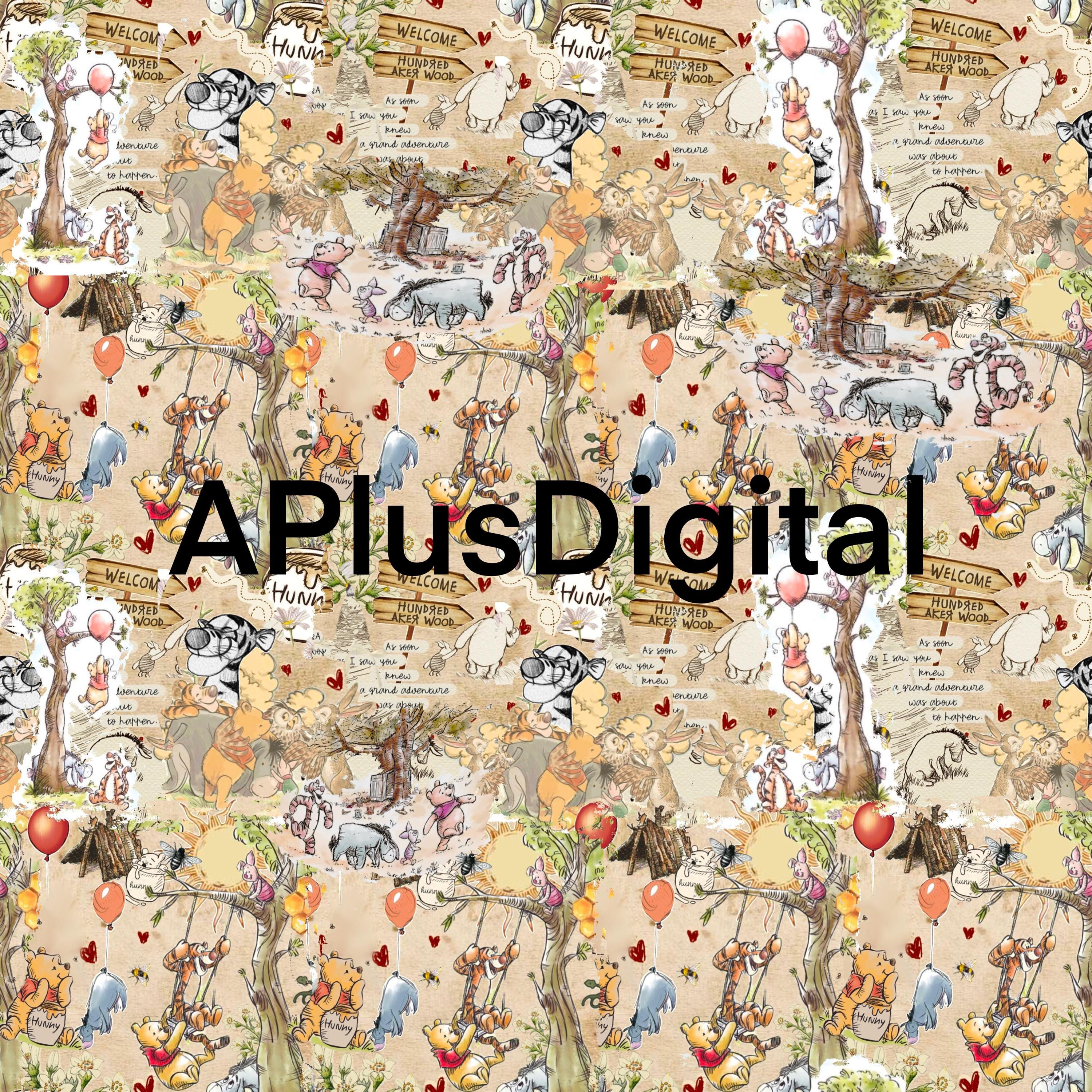 Poohs scrapbook hundred acre wood seamless pattern jpg file