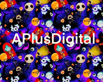 NBC jack and sally seamless pattern jpg file and coordinate