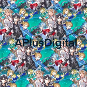 Online anime sword art anime seamless pattern jpg file and coordinate