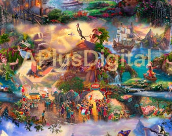 Magical painting style character watercolor acrylic seamless pattern jpg file