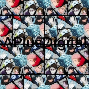 Jim jitsu fighters kaisen anime seamless pattern jpg file and coordinate