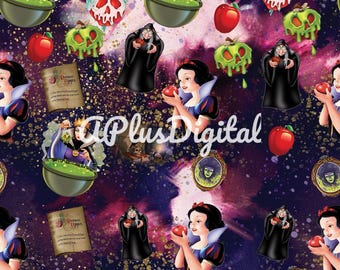 White snow princess seamless pattern jpg file and coordinate