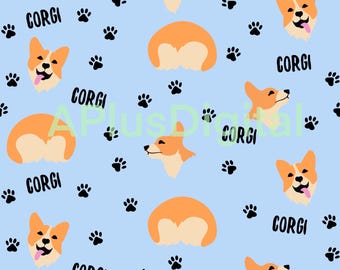 3 colorways Corgi cute puppy dog seamless pattern jpg file and coordinate