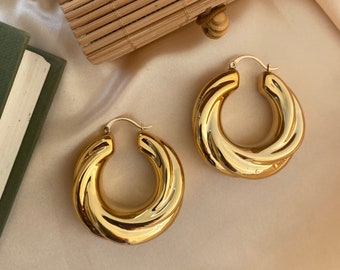 1 Artisan Earrings, Boho Earrings, Hoop Earrings, Vintage Earrings, Huggie Hoop Earring, Gold Huggie Earrings