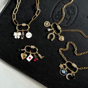Build Your Own Custom Charm Necklace, Pick Your Charms, Custom Charm Necklace, Oval Twist Carabiner Charm Necklace, DIY Personalized Jewelry
