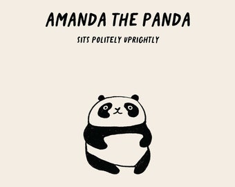 Descarga digital imprimible pared arte panda cartel animal cartel linda rima simple ilustración blanco y negro minimalista 11x17