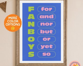 Póster de conjunciones de FANBOYS: Decoración del aula (Descarga digital)