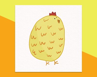 Lámina artística de pollo: Decoración infantil de animales de granja (Descarga digital)