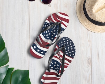 American Flag Flip-Flops, Fourth of July Flip-Flops, Patriotic Footwear