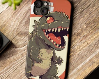 Cartoon Godzilla iPhone Case | Cute Whimsical Tech Accessories | Japanese Anime Manga Design | King of the Monsters Gift