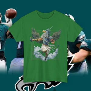 Camiseta de fantasía con diseño de dios griego, mascota vintage de los Eagles Kelly Green, diseño mitológico, ropa deportiva de campeonato, regalo deportivo para el día del partido en Filadelfia
