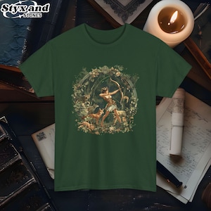 Artemis Goddess of the Hunt T-Shirt, Greek Mythology Tee, Archery Artemis Graphic Shirt, Nature Lover Gift, Ancient Goddess Fantasy Apparel