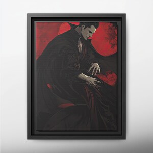 Gothic Vampire Canvas Print, Dark Fantasy Fairy Tale Art, Literary Light Academia, Floating Frame Canvas Print, Unique Home Decor Gift