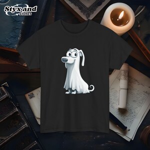 Camiseta de perro fantasma con diseño de fantasma, linda camiseta de fantasma para la temporada espeluznante, disfraz de fantasma para Halloween, idea fácil de disfraz de terror de Hocus Pocus inspirado en dibujos animados