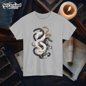 Vintage Cartoon Snake Unisex Heavy Cotton Tee Graphic Print Shirt Retro Animal Top Y2K Serpent Reptile Lover Gift 90s Fantasy 2000s Nature