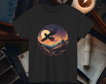 Phoenix T-Shirt Phoenix Grafik T-Shirt Fantasy Kunst Bekleidung Mythisches Feuer-Vogel-Shirt Einzigartiges Geschenk für Mythologie-Liebhaber Vintage Style Phoenix Tee