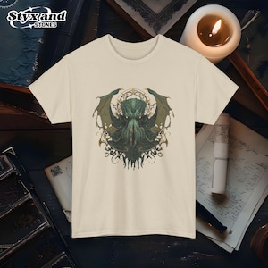 Eldritch Cthulhu T-Shirt Unique Lovecraftian Horror Tee Shirt Graphic Cosmic Horror Art Apparel Unisex Soft Cotton Top Horror Tee Shirt